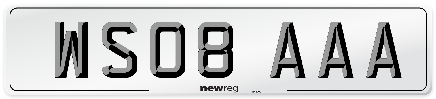 WS08 AAA Number Plate from New Reg